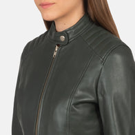 Kelsee Green Leather Biker Jacket by Dash Racegear - women Jacket view 6