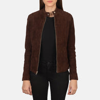 Kelsee Mocha Suede Biker Jacket by Dash Racegear - women Jacket view 1