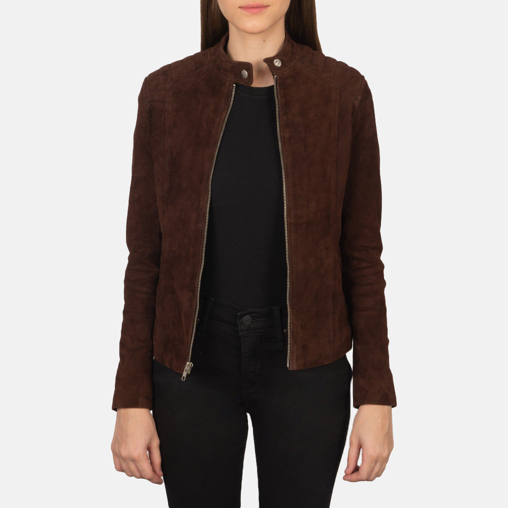 Kelsee Mocha Suede Biker Jacket by Dash Racegear - women Jacket view 1