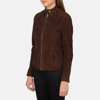 Kelsee Mocha Suede Biker Jacket by Dash Racegear - women Jacket view 2