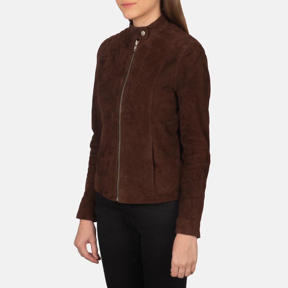 Kelsee Mocha Suede Biker Jacket by Dash Racegear - women Jacket view 2