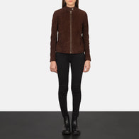 Kelsee Mocha Suede Biker Jacket by Dash Racegear - women Jacket view 3