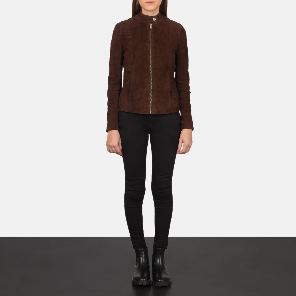 Kelsee Mocha Suede Biker Jacket by Dash Racegear - women Jacket view 3