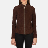 Kelsee Mocha Suede Biker Jacket by Dash Racegear - women Jacket view 4