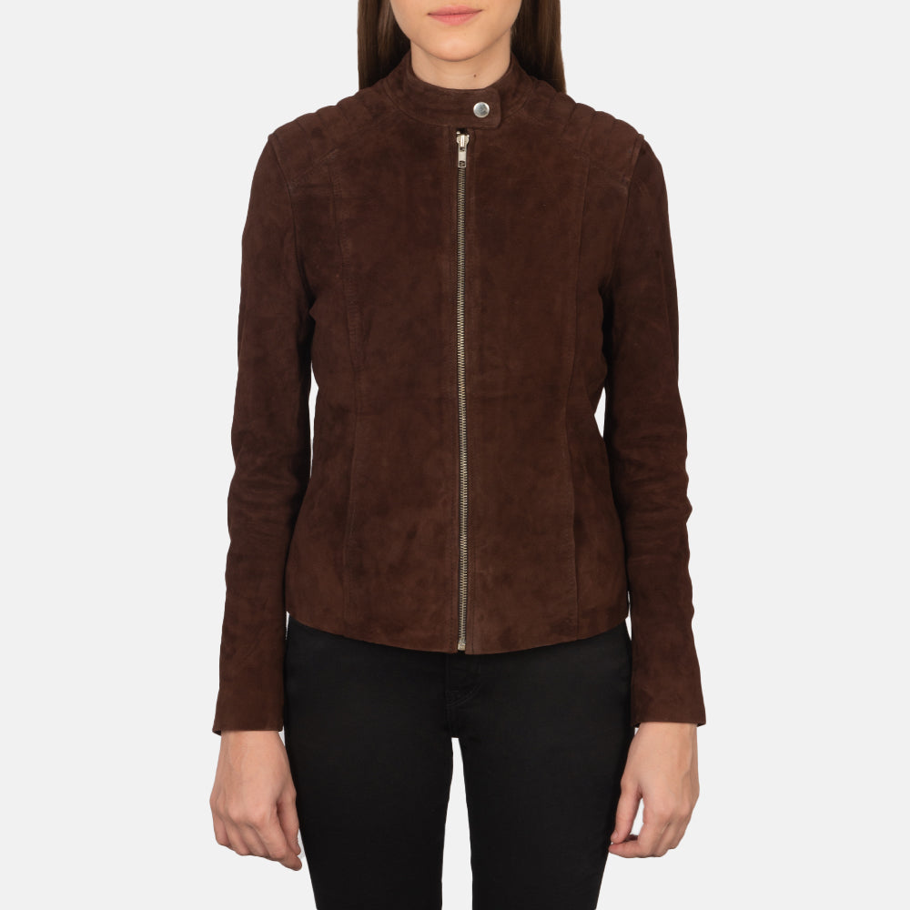 Kelsee Mocha Suede Biker Jacket by Dash Racegear - women Jacket view 4