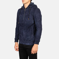 Kenton Hooded Blue Suede Pullover Jacket by Dash Racegear - men Jacket view 2