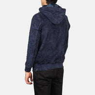 Kenton Hooded Blue Suede Pullover Jacket by Dash Racegear - men Jacket view 5
