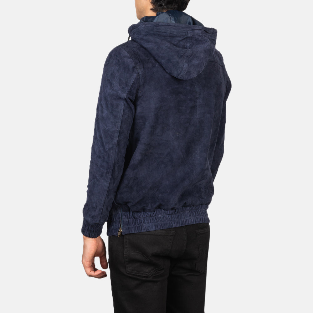 Kenton Hooded Blue Suede Pullover Jacket by Dash Racegear - men Jacket view 5