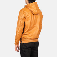 Kenton Hooded Brown Leather Pullover Jacket by Dash Racegear - men Jacket view 5