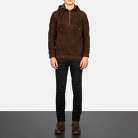 Kenton Hooded Mocha Suede Pullover Jacket by Dash Racegear - men Jacket view 3