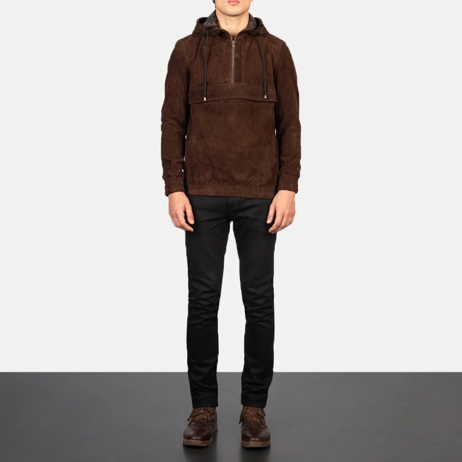 Kenton Hooded Mocha Suede Pullover Jacket by Dash Racegear - men Jacket view 3