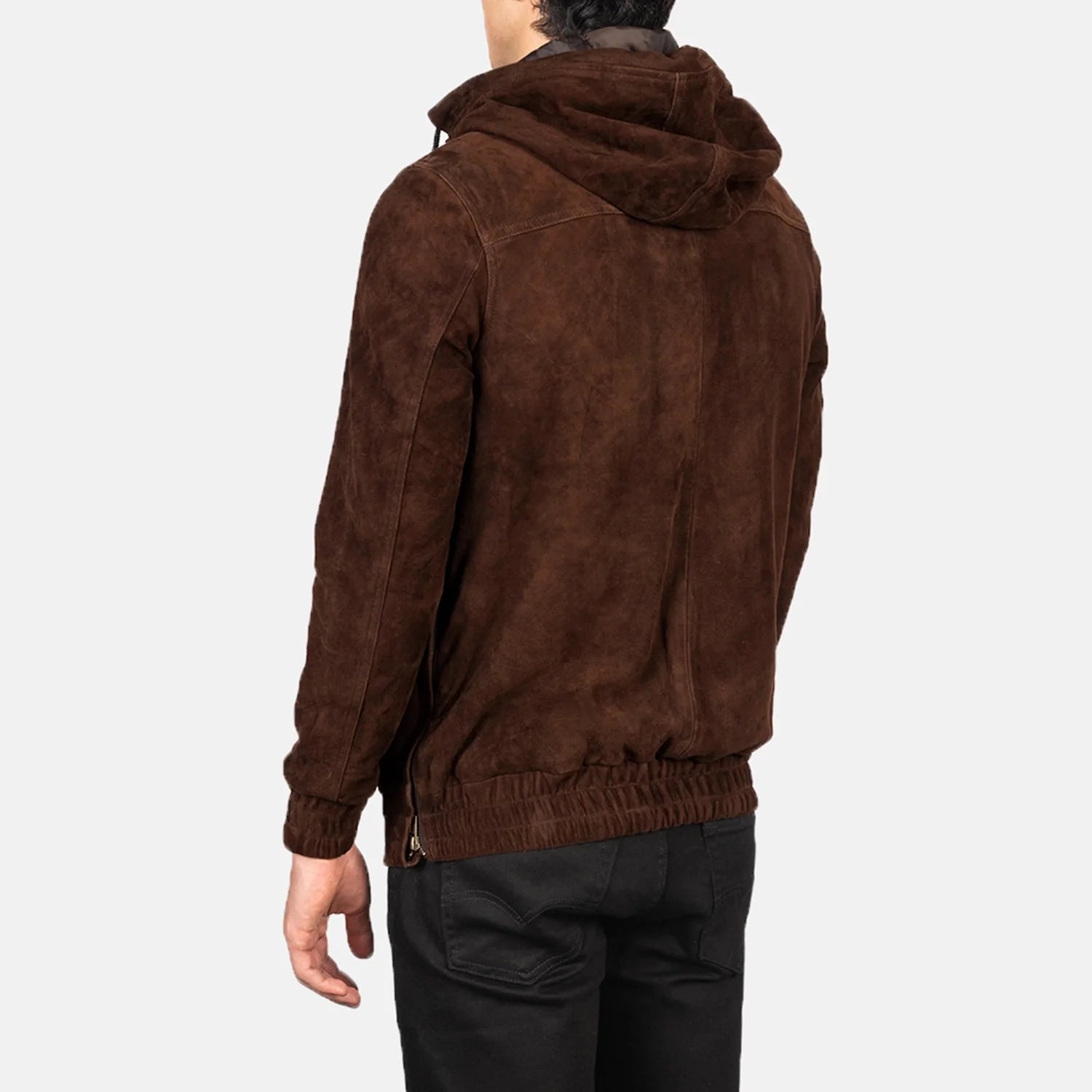 Kenton Hooded Mocha Suede Pullover Jacket by Dash Racegear - men Jacket view 5