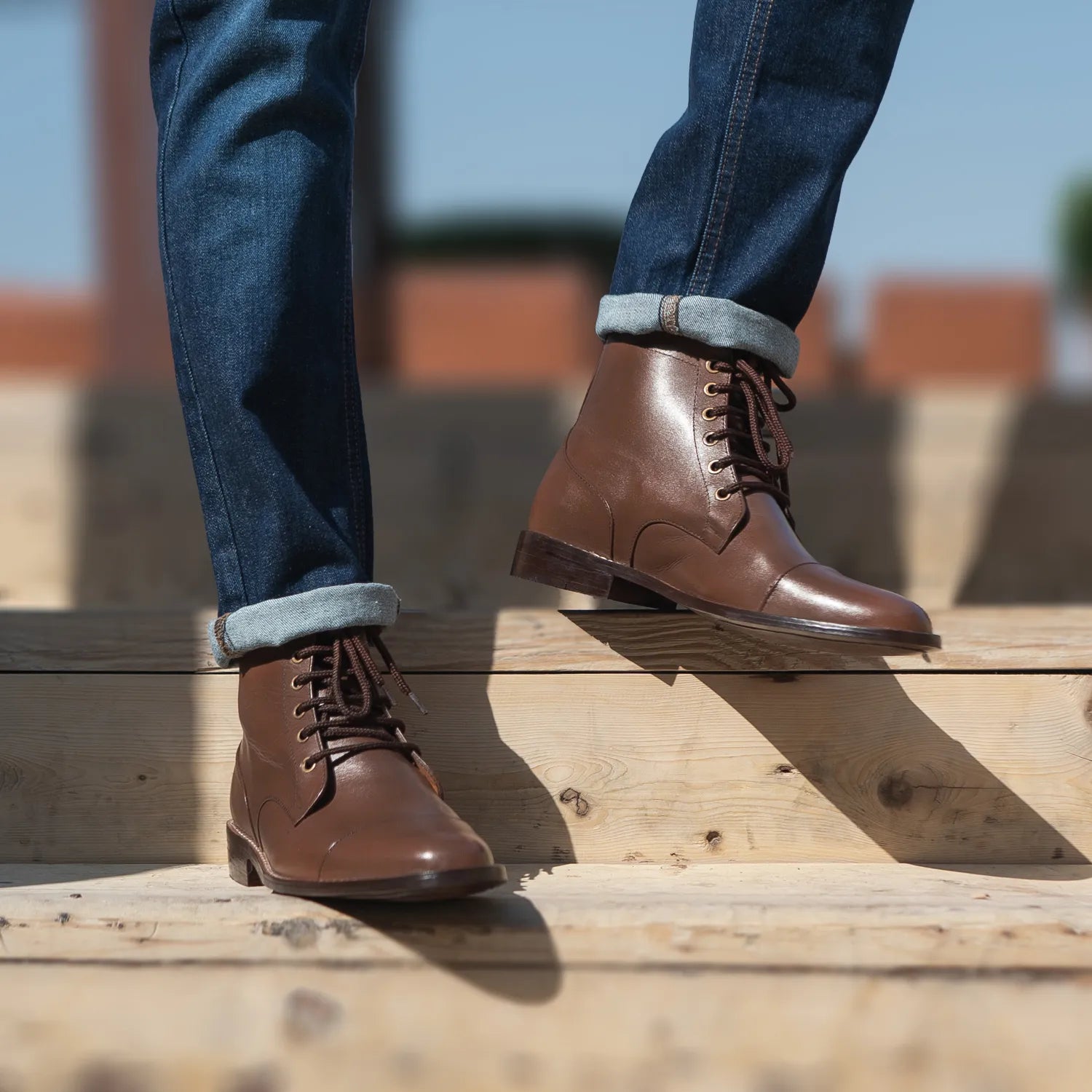 Knight Derby Brown Leather Boots by Dash Racegear - men Leather Shoes view 10