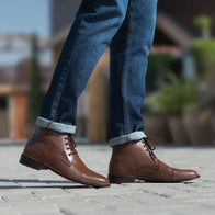 Knight Derby Brown Leather Boots by Dash Racegear - men Leather Shoes view 8