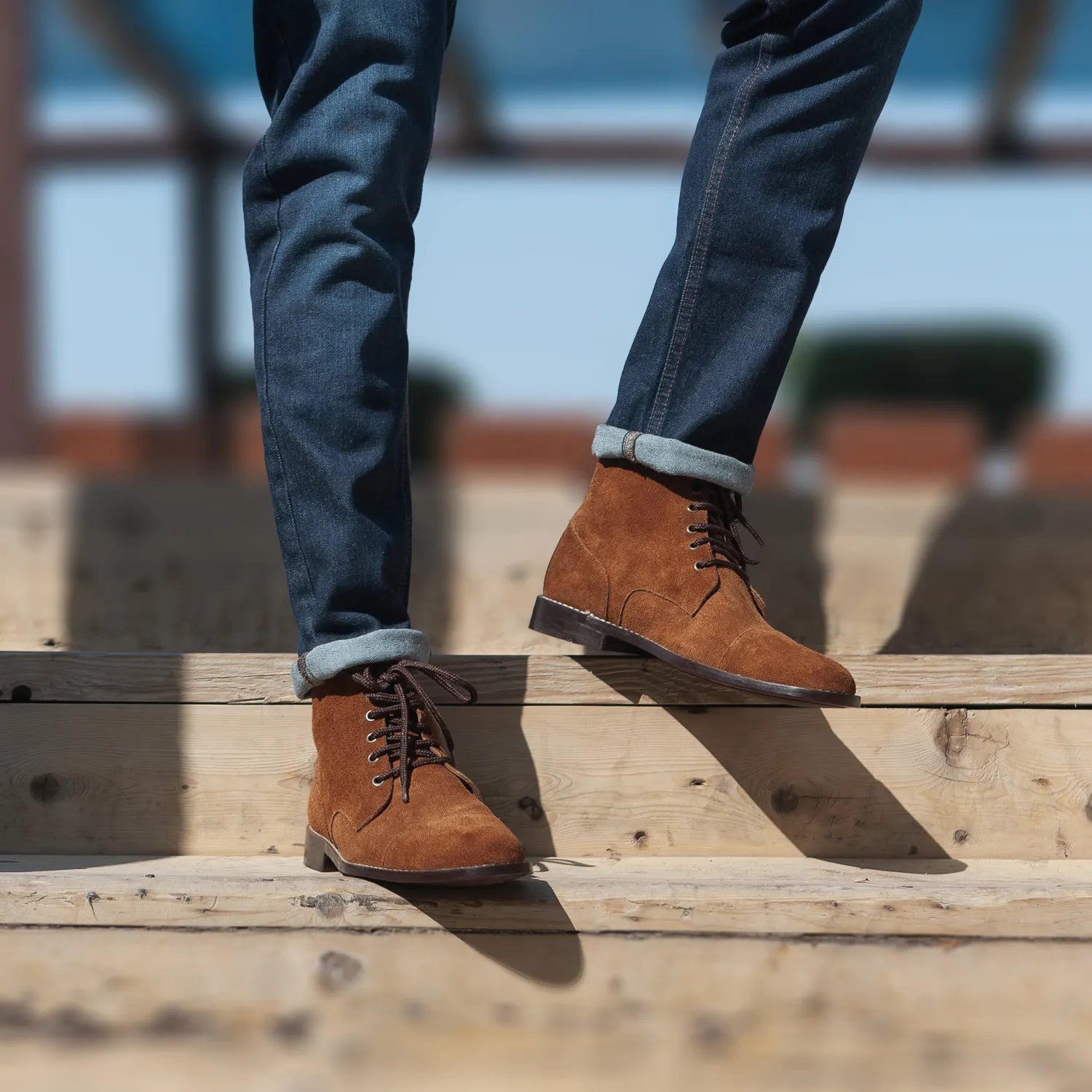 Knight Derby Brown Suede Leather Boots by Dash Racegear - men Leather Shoes view 10