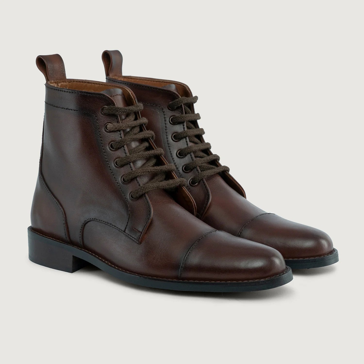 Knight Derby Burnished Brown Leather Boots - StudGuard by Dash Racegear - men Leather Shoes view 1
