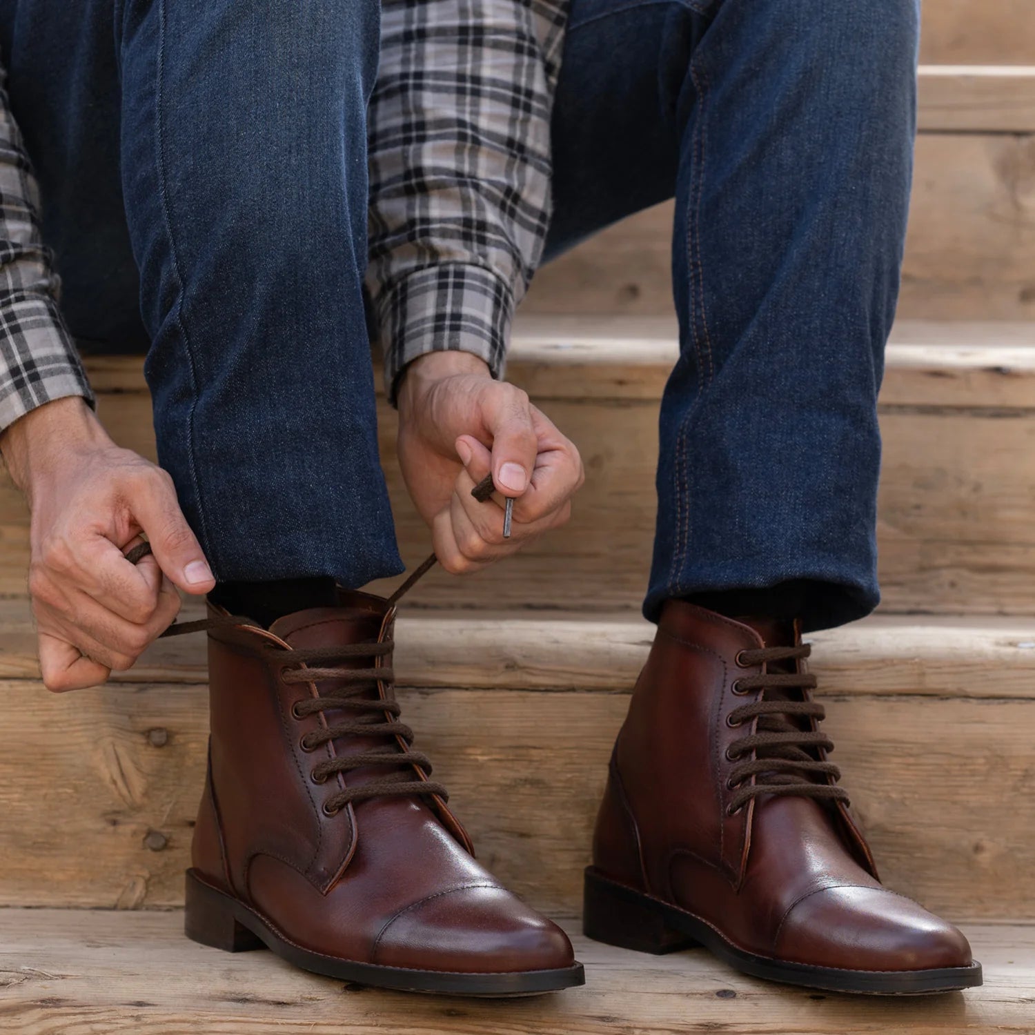 Knight Derby Burnished Brown Leather Boots - StudGuard by Dash Racegear - men Leather Shoes view 10