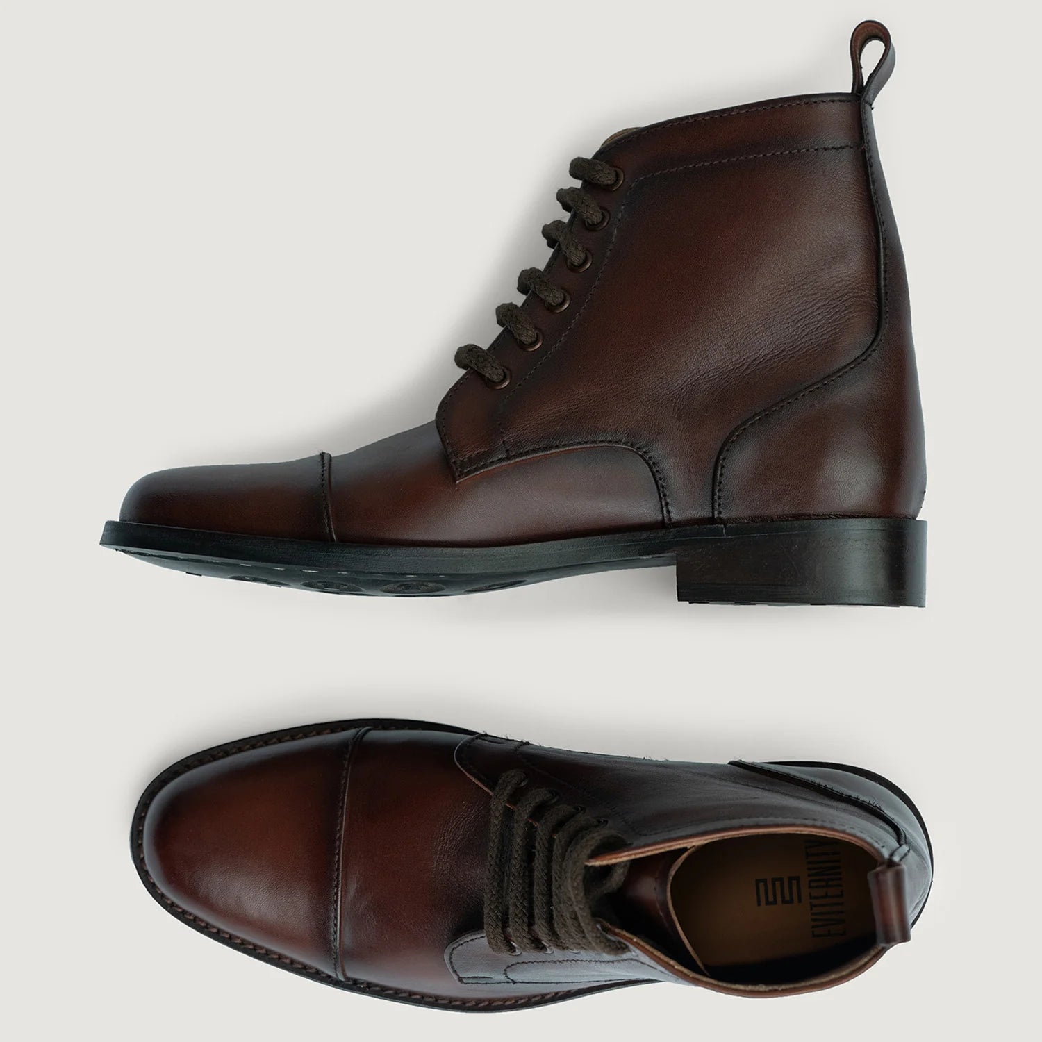 Knight Derby Burnished Brown Leather Boots - StudGuard by Dash Racegear - men Leather Shoes view 2