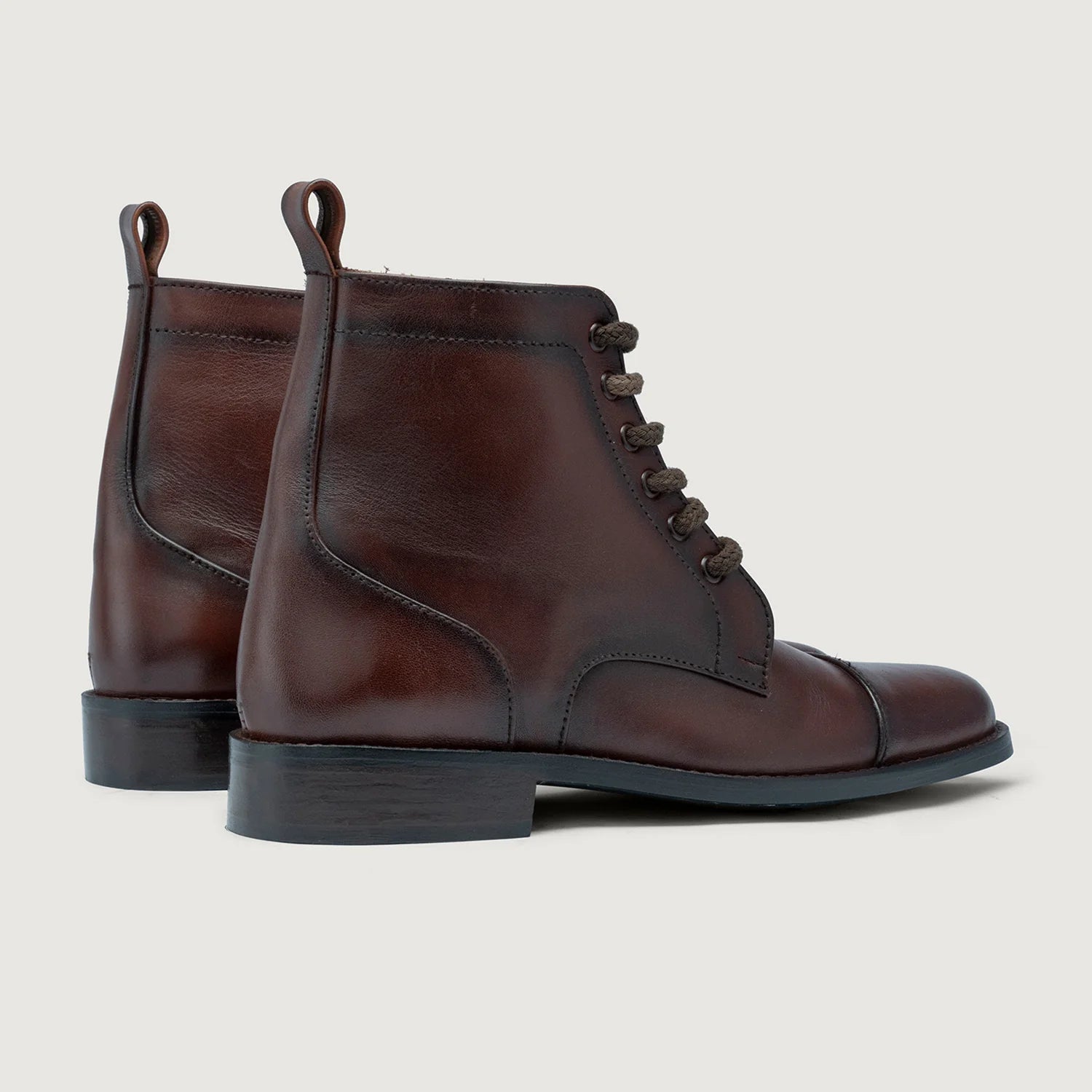 Knight Derby Burnished Brown Leather Boots - StudGuard by Dash Racegear - men Leather Shoes view 3