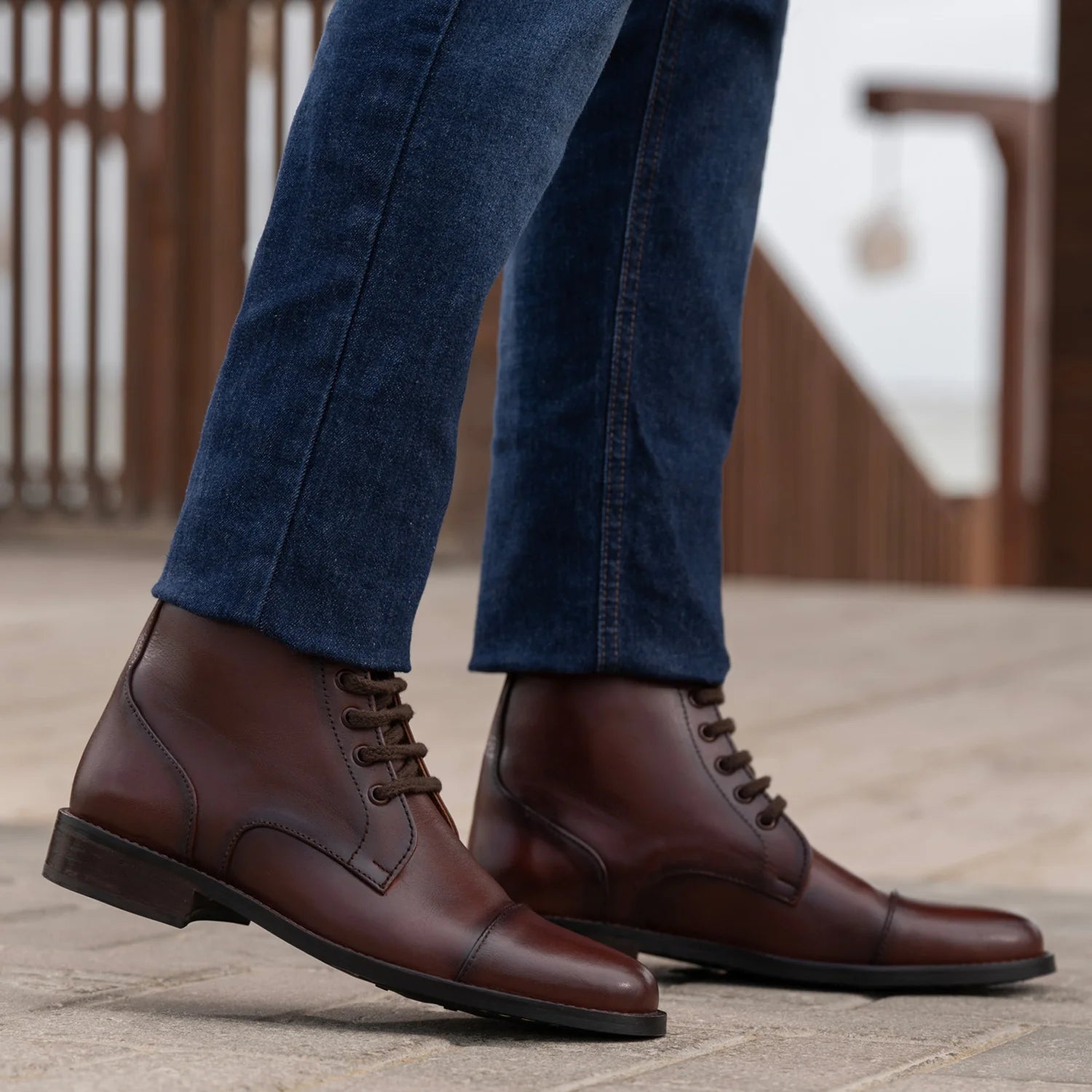 Knight Derby Burnished Brown Leather Boots - StudGuard by Dash Racegear - men Leather Shoes view 7