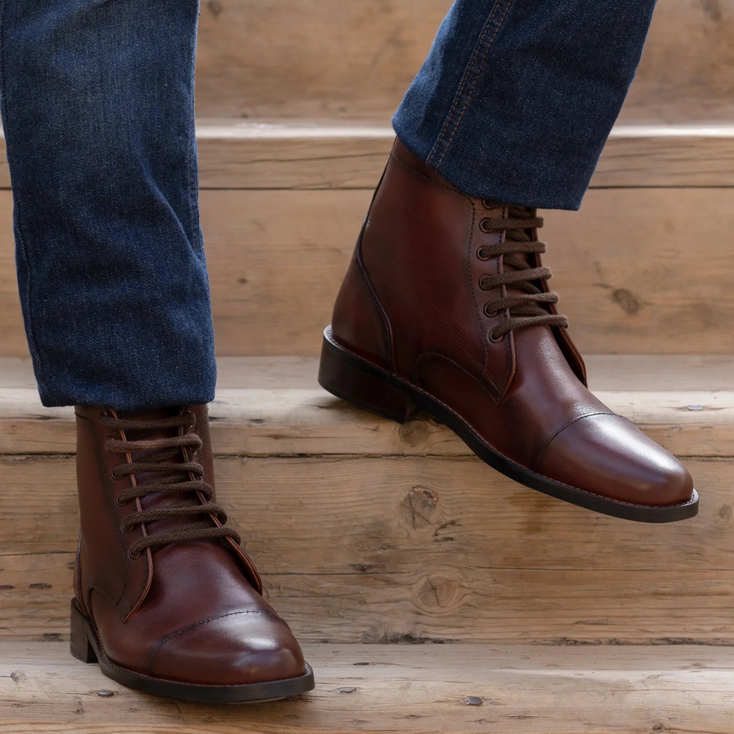 Knight Derby Burnished Brown Leather Boots - StudGuard by Dash Racegear - men Leather Shoes view 9
