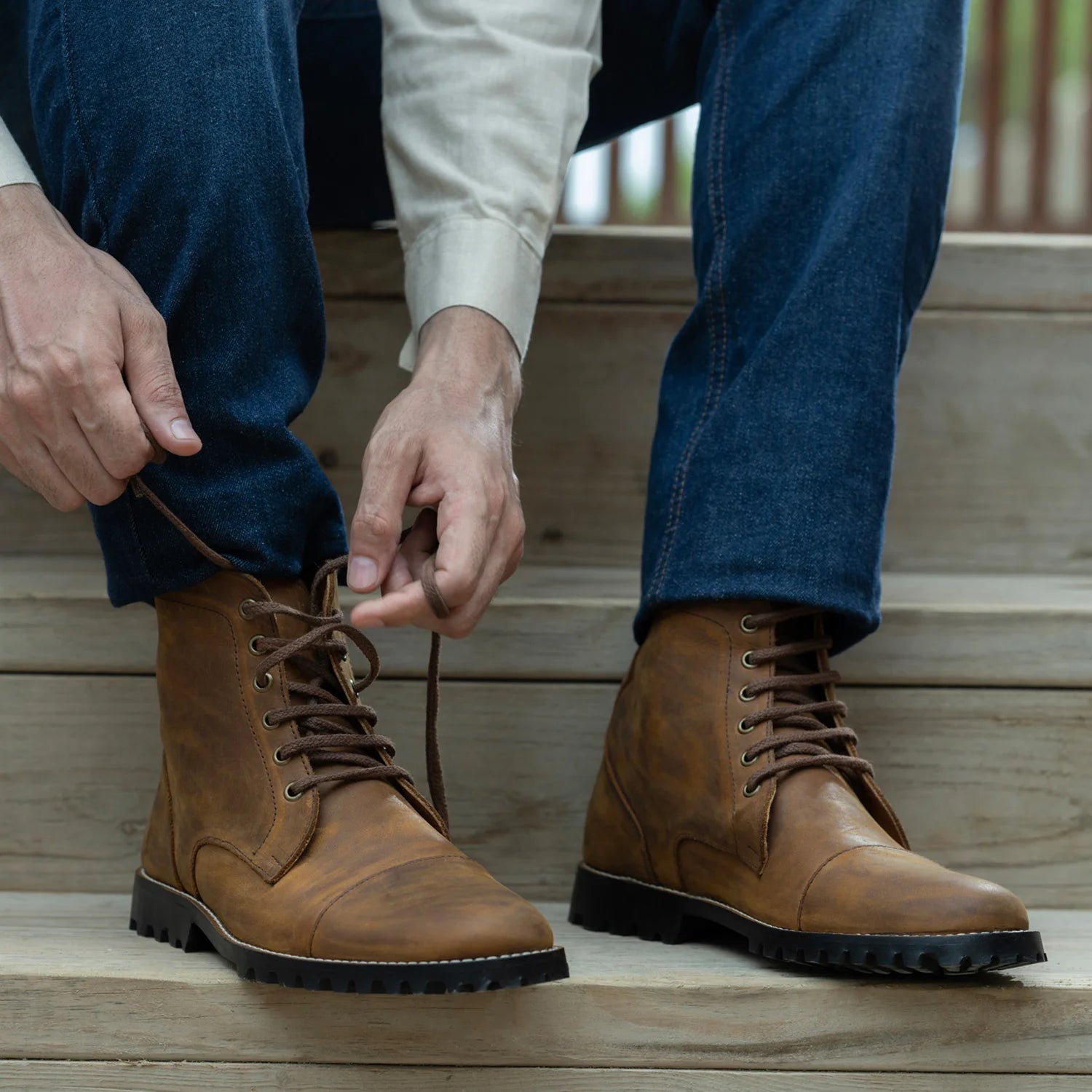 Knight Derby Burnt Copper Pullup Leather Boots - TerraGrip by Dash Racegear - men Leather Shoes view 10