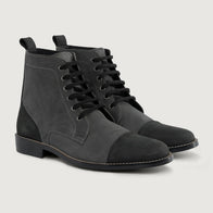 Knight Derby Grey & Black Leather Boots - StudGuard by Dash Racegear - men Leather Shoes view 1