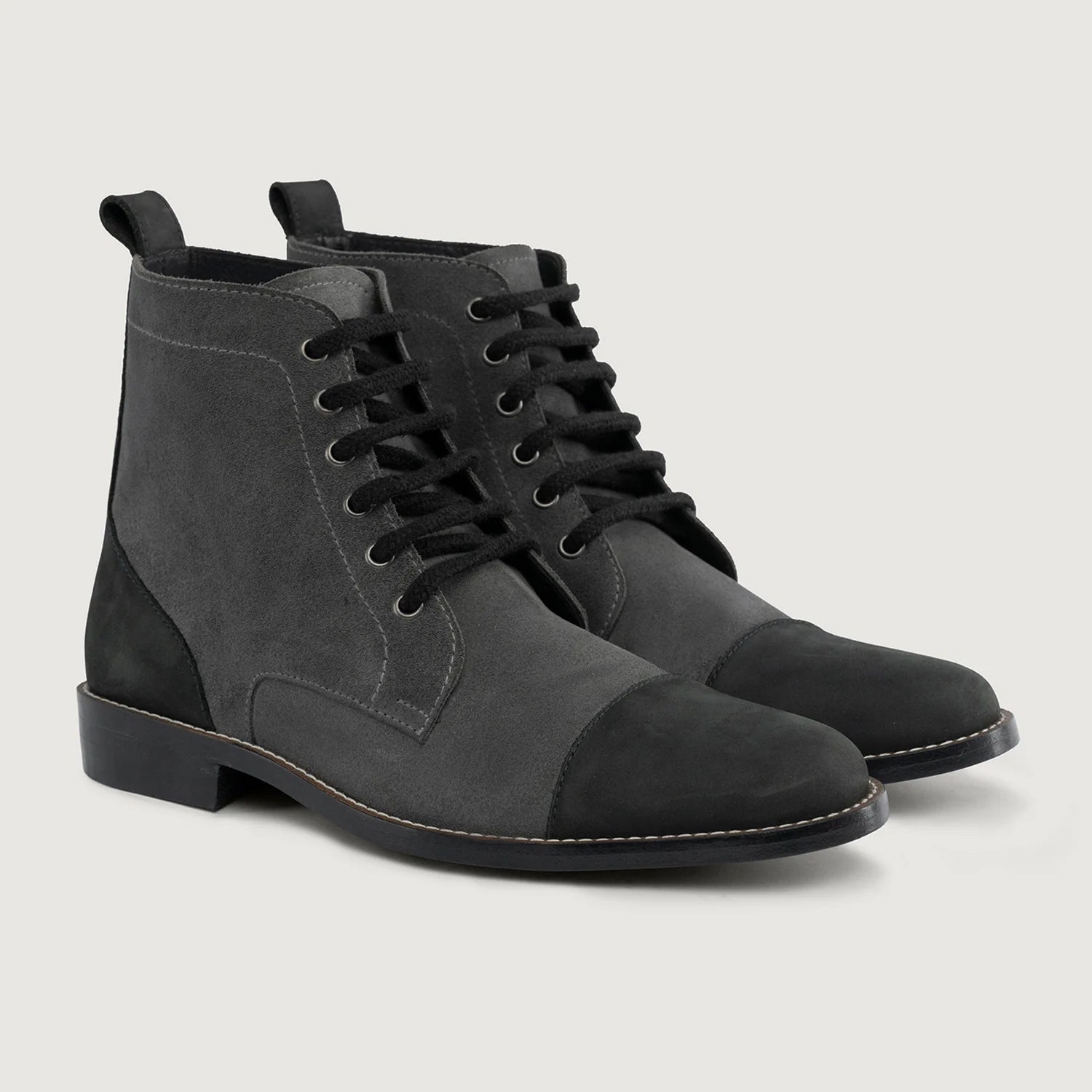 Knight Derby Grey & Black Leather Boots - StudGuard by Dash Racegear - men Leather Shoes view 1