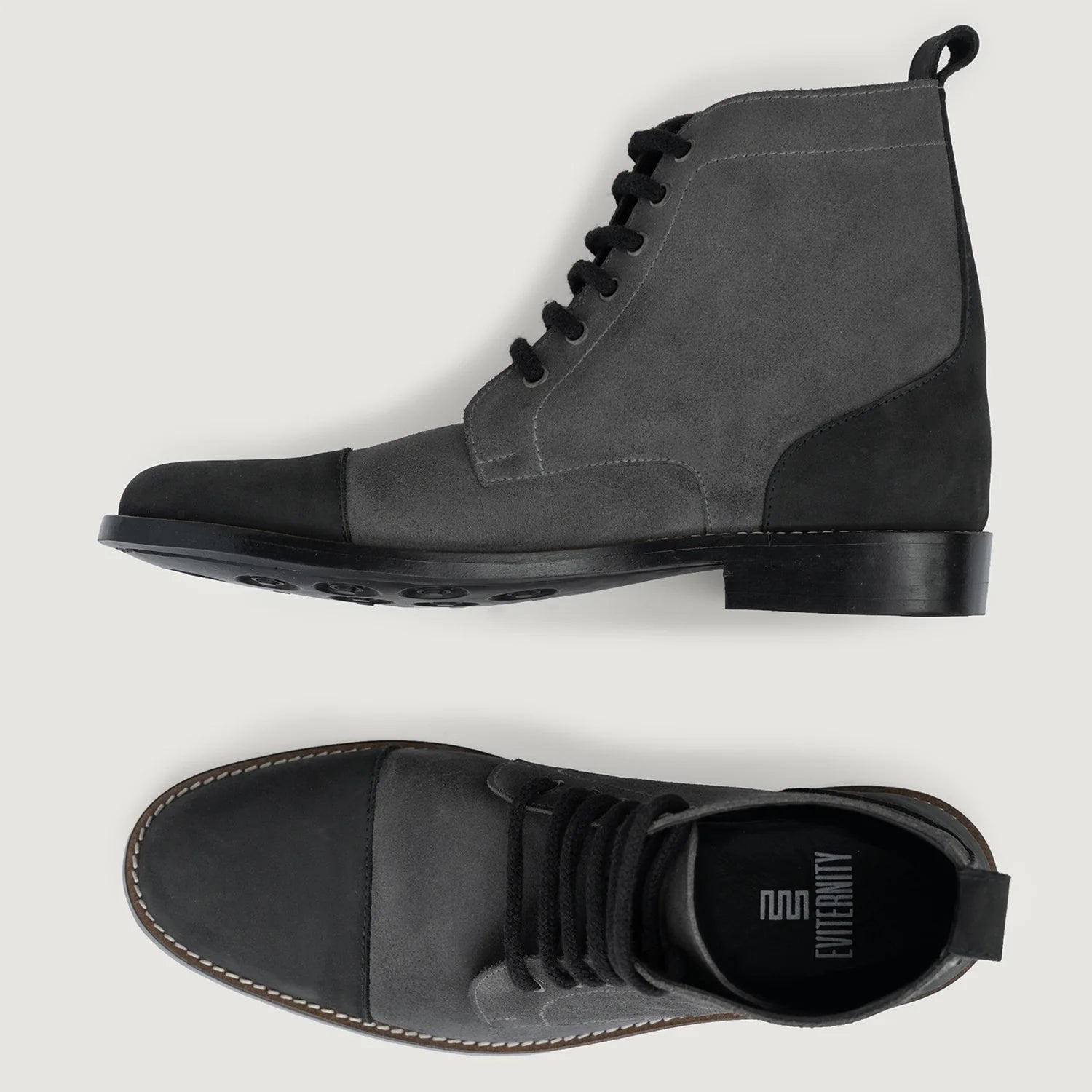 Knight Derby Grey & Black Leather Boots - StudGuard by Dash Racegear - men Leather Shoes view 3