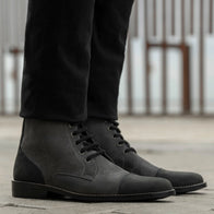 Knight Derby Grey & Black Leather Boots - StudGuard by Dash Racegear - men Leather Shoes view 6