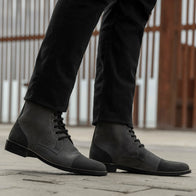 Knight Derby Grey & Black Leather Boots - StudGuard by Dash Racegear - men Leather Shoes view 7