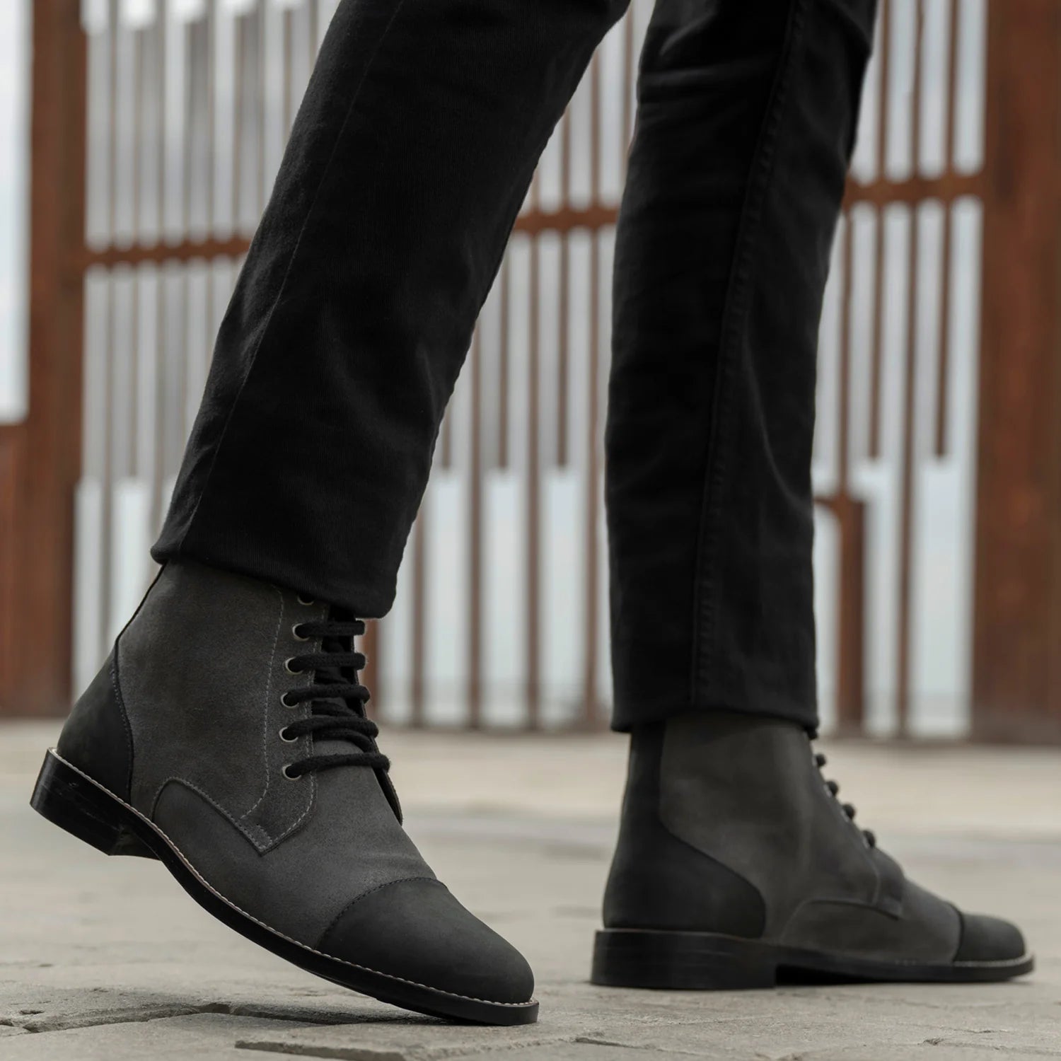Knight Derby Grey & Black Leather Boots - StudGuard by Dash Racegear - men Leather Shoes view 8