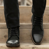Knight Derby Hybrid Black Leather Boots - StudGuard by Dash Racegear - men Leather Shoes view 6