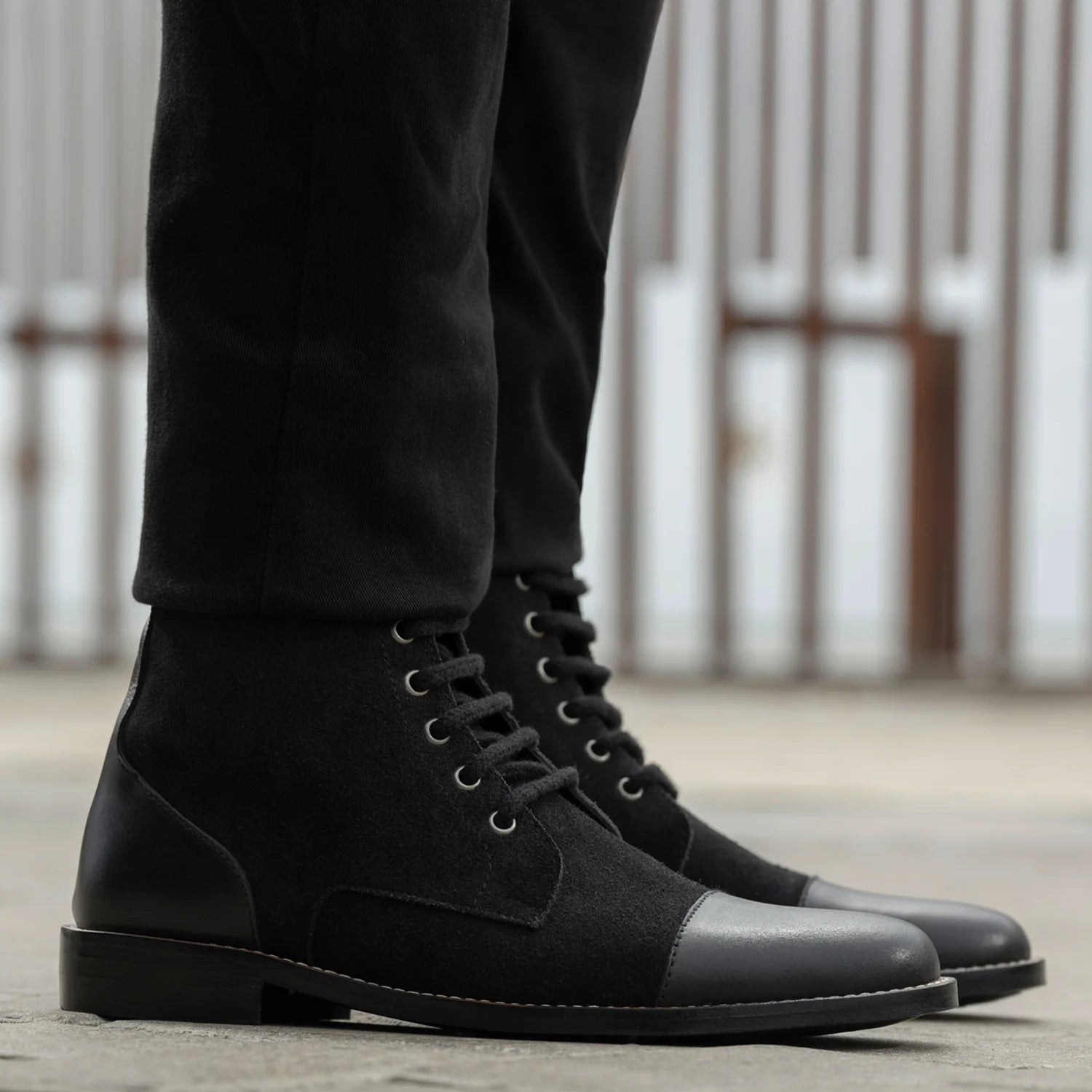 Knight Derby Hybrid Black Leather Boots - StudGuard by Dash Racegear - men Leather Shoes view 7