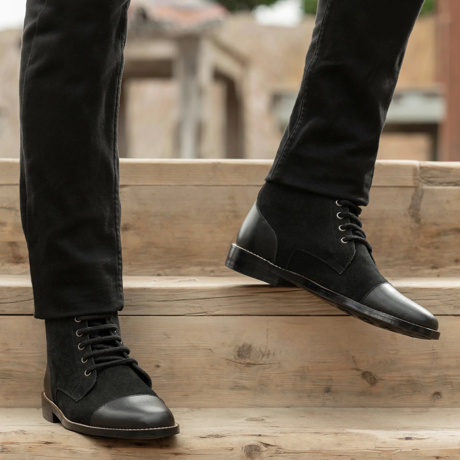 Knight Derby Hybrid Black Leather Boots - StudGuard by Dash Racegear - men Leather Shoes view 9
