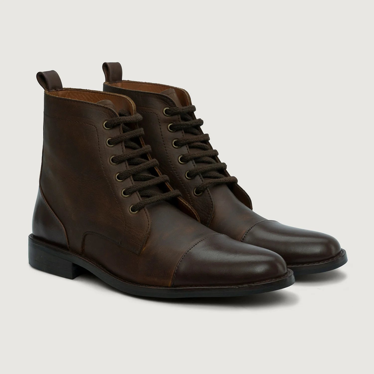 Knight Derby Hybrid Brown Leather Boots - StudGuard by Dash Racegear - men Leather Shoes view 1