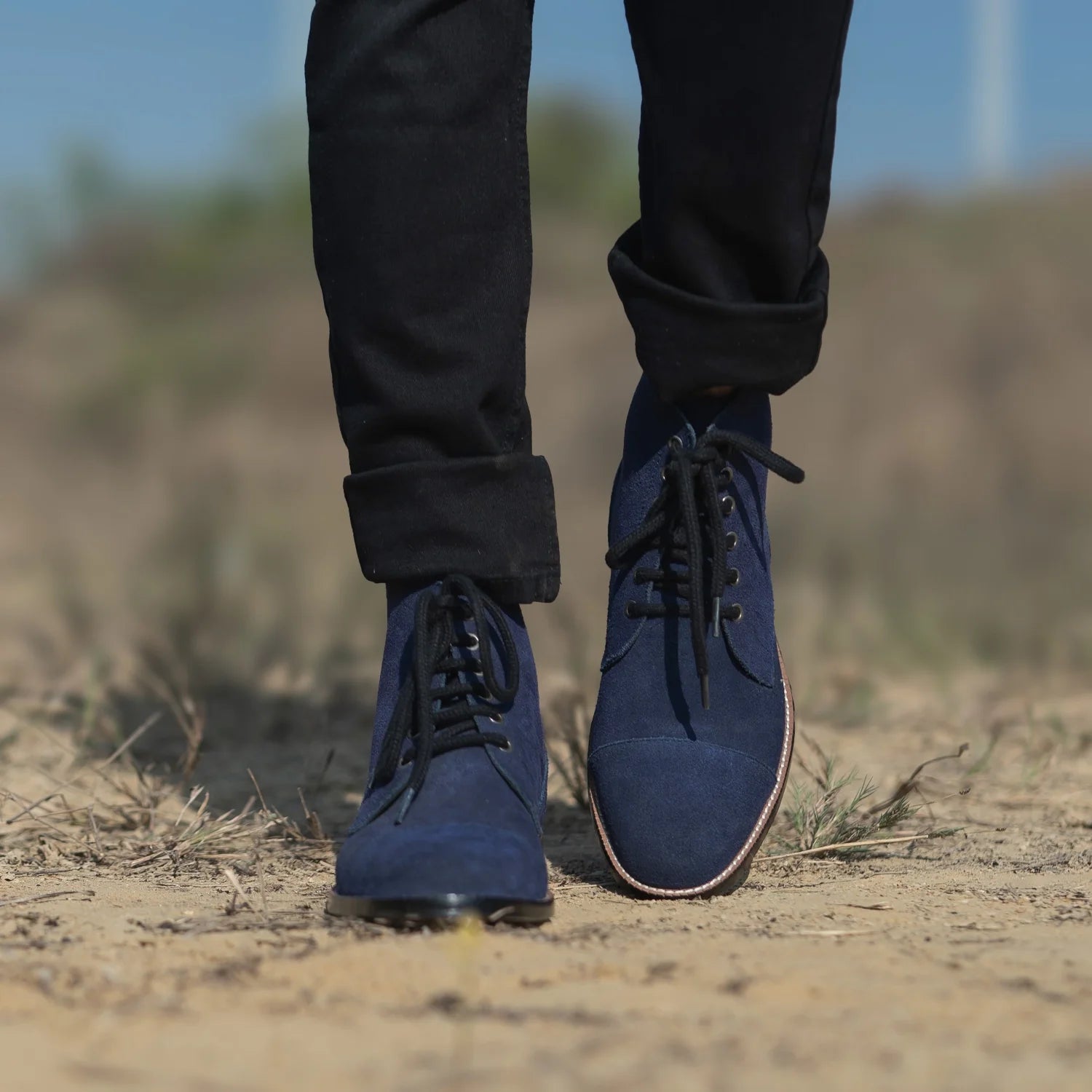 Knight Derby Midnight Blue Suede Leather Boots by Dash Racegear - men Leather Shoes view 7