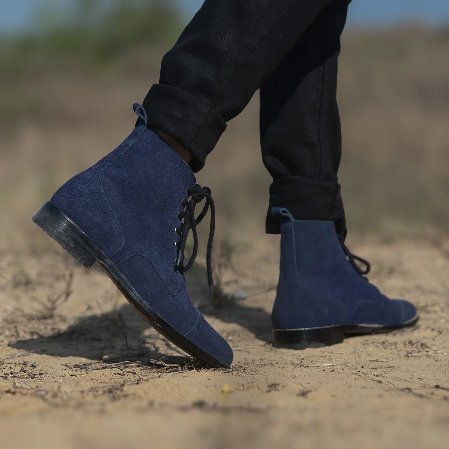 Knight Derby Midnight Blue Suede Leather Boots by Dash Racegear - men Leather Shoes view 8