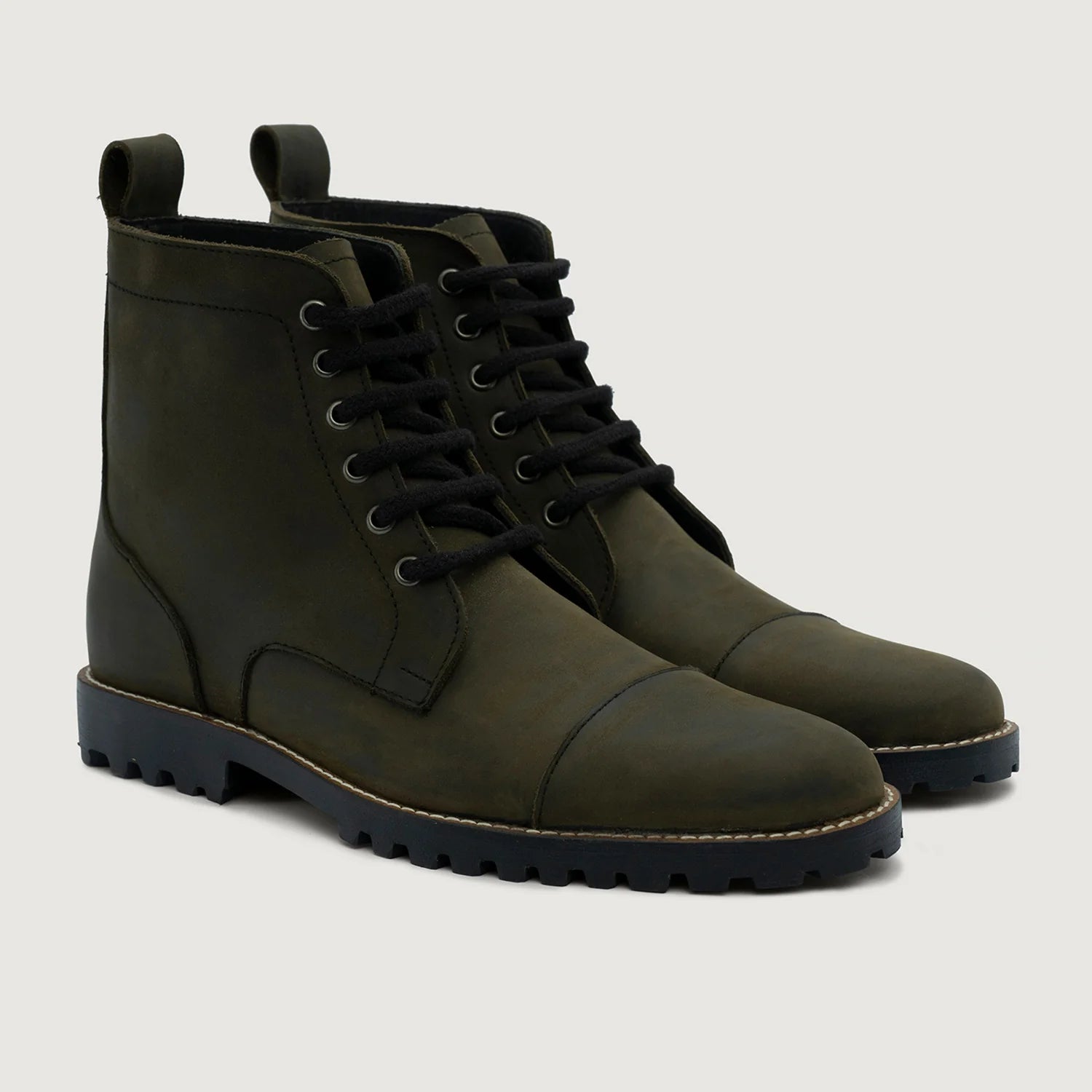 Knight Derby Olive Green Pullup Leather Boots - TerraGrip by Dash Racegear - men Leather Shoes view 1