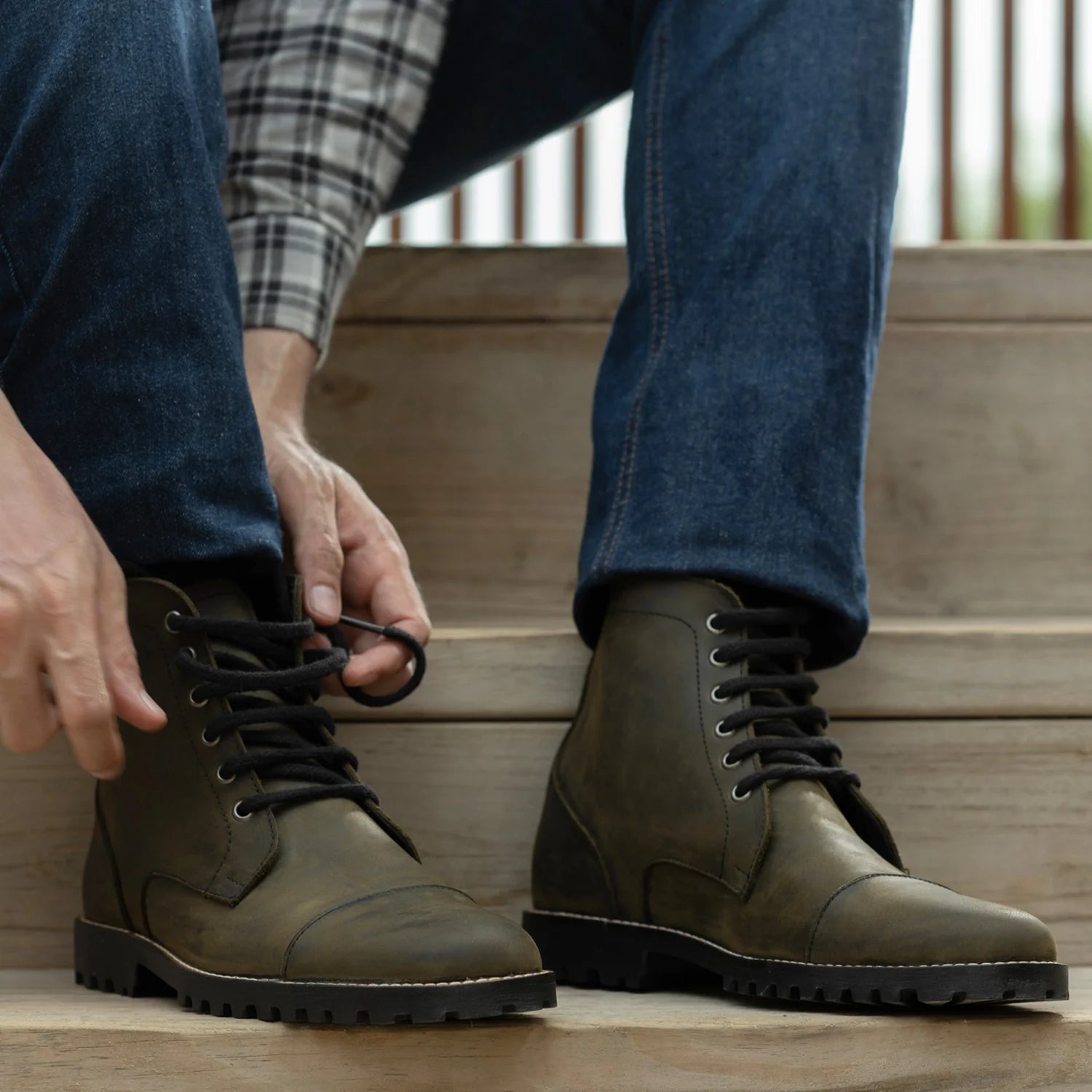 Knight Derby Olive Green Pullup Leather Boots - TerraGrip by Dash Racegear - men Leather Shoes view 10