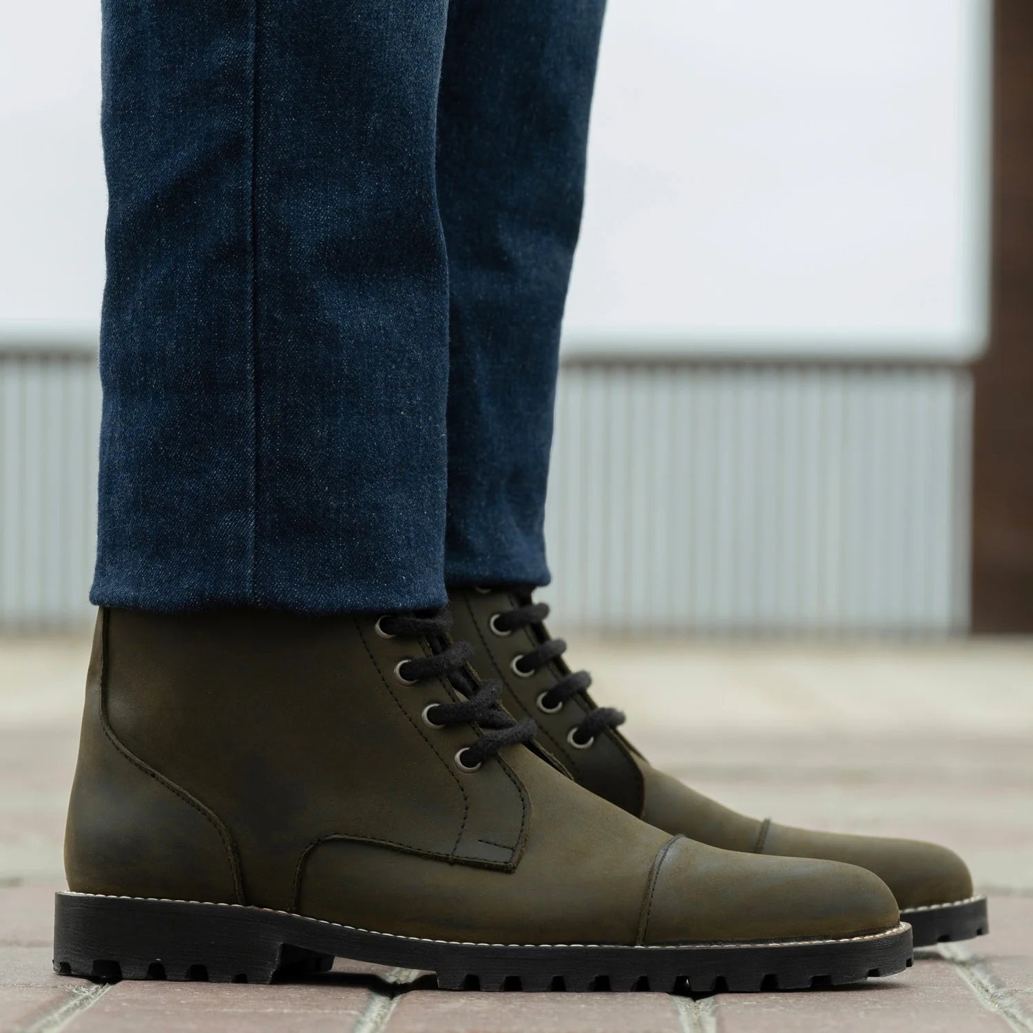 Knight Derby Olive Green Pullup Leather Boots - TerraGrip by Dash Racegear - men Leather Shoes view 6