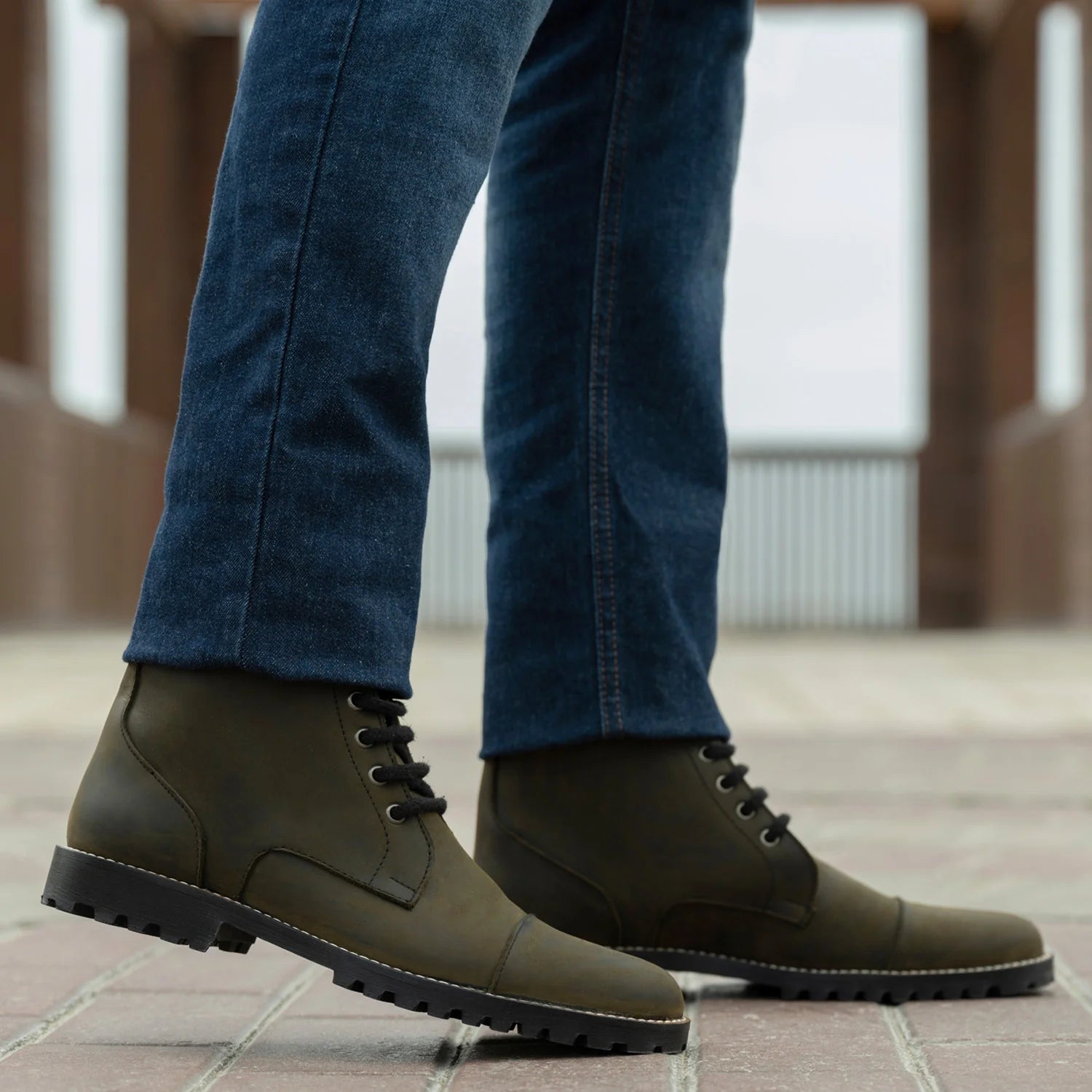 Knight Derby Olive Green Pullup Leather Boots - TerraGrip by Dash Racegear - men Leather Shoes view 7