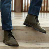 Knight Derby Olive Green Pullup Leather Boots - TerraGrip by Dash Racegear - men Leather Shoes view 9
