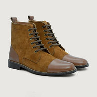 Knight Derby Tan & Brown Leather Boots - StudGuard by Dash Racegear - men Leather Shoes view 1