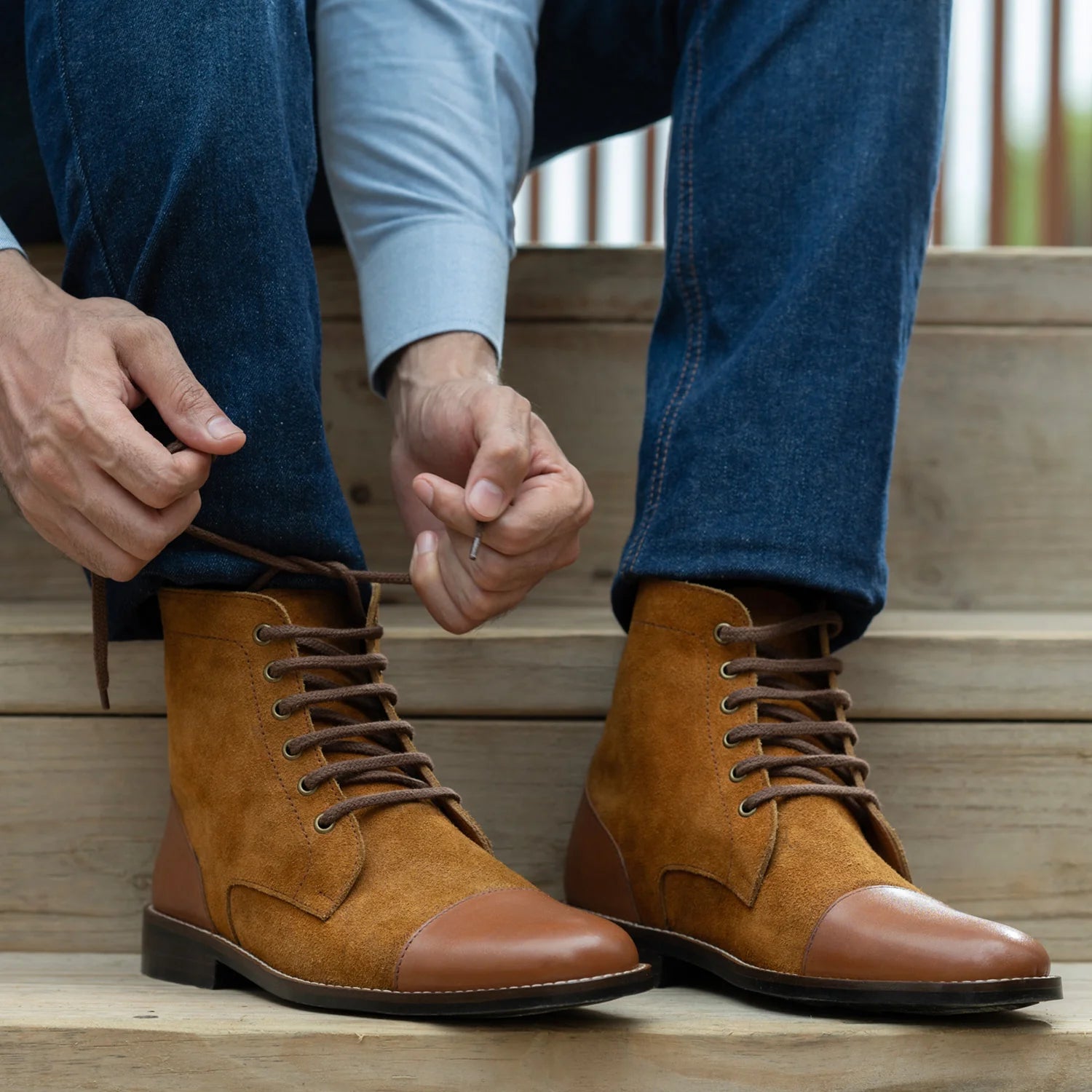 Knight Derby Tan & Brown Leather Boots - StudGuard by Dash Racegear - men Leather Shoes view 10