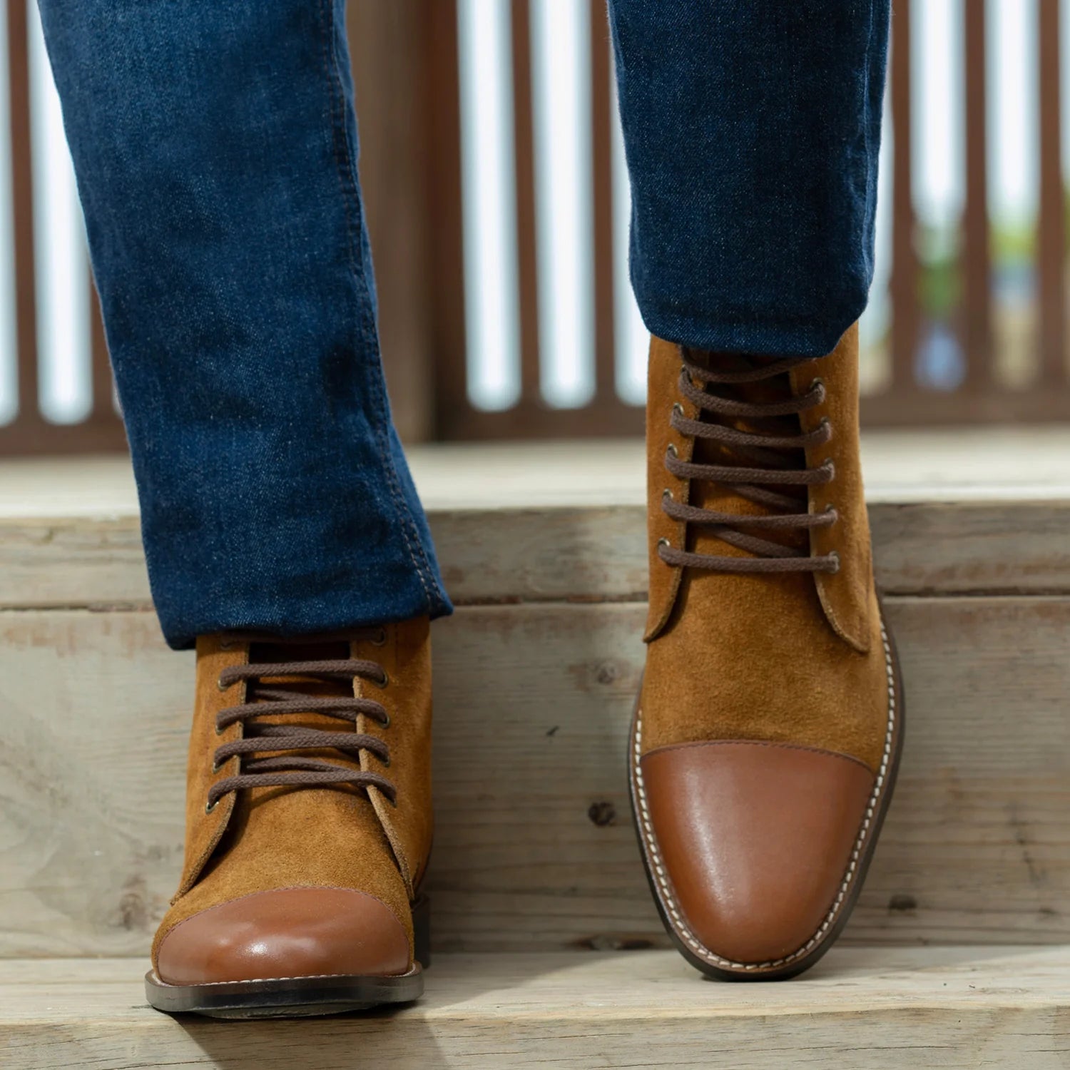 Knight Derby Tan & Brown Leather Boots - StudGuard by Dash Racegear - men Leather Shoes view 5