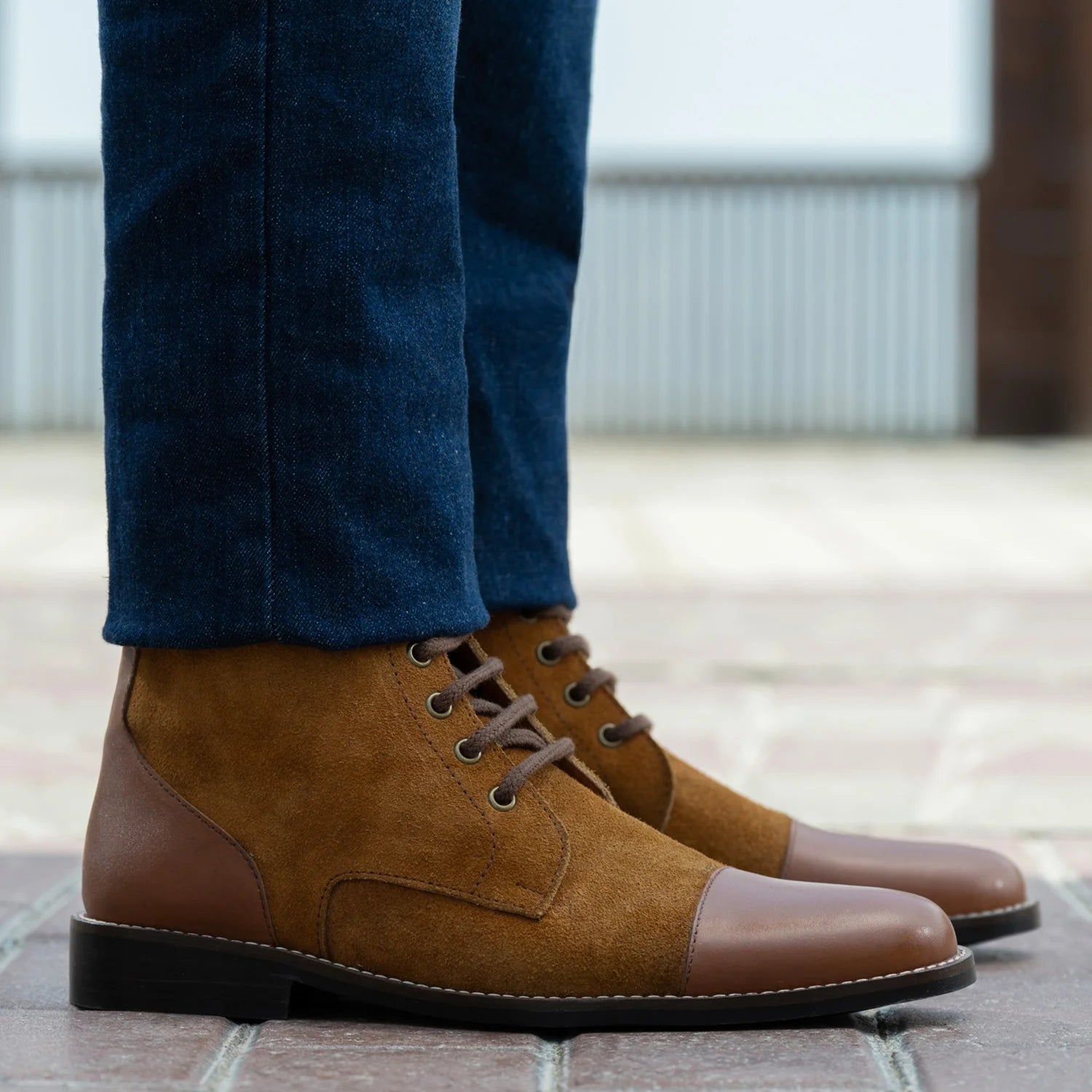 Knight Derby Tan & Brown Leather Boots - StudGuard by Dash Racegear - men Leather Shoes view 6