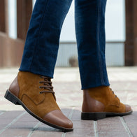 Knight Derby Tan & Brown Leather Boots - StudGuard by Dash Racegear - men Leather Shoes view 8