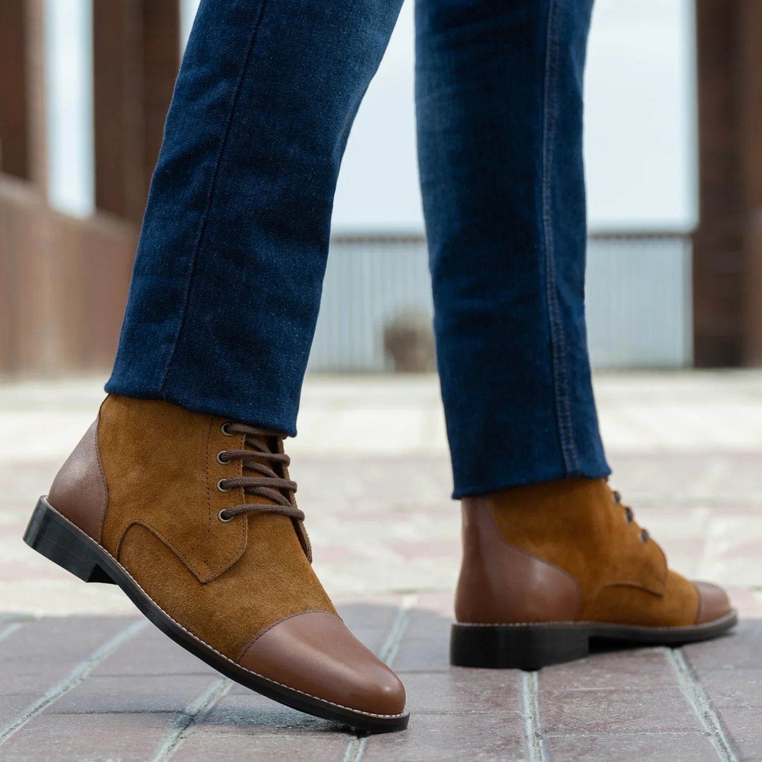 Knight Derby Tan & Brown Leather Boots - StudGuard by Dash Racegear - men Leather Shoes view 8