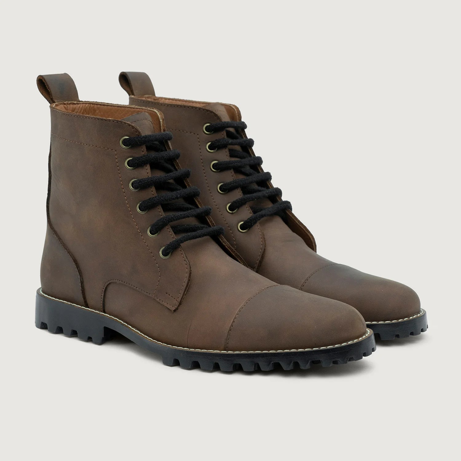 Knight Derby Waxed Brown Pullup Leather Boots - TerraGrip by Dash Racegear - men Leather Shoes view 1